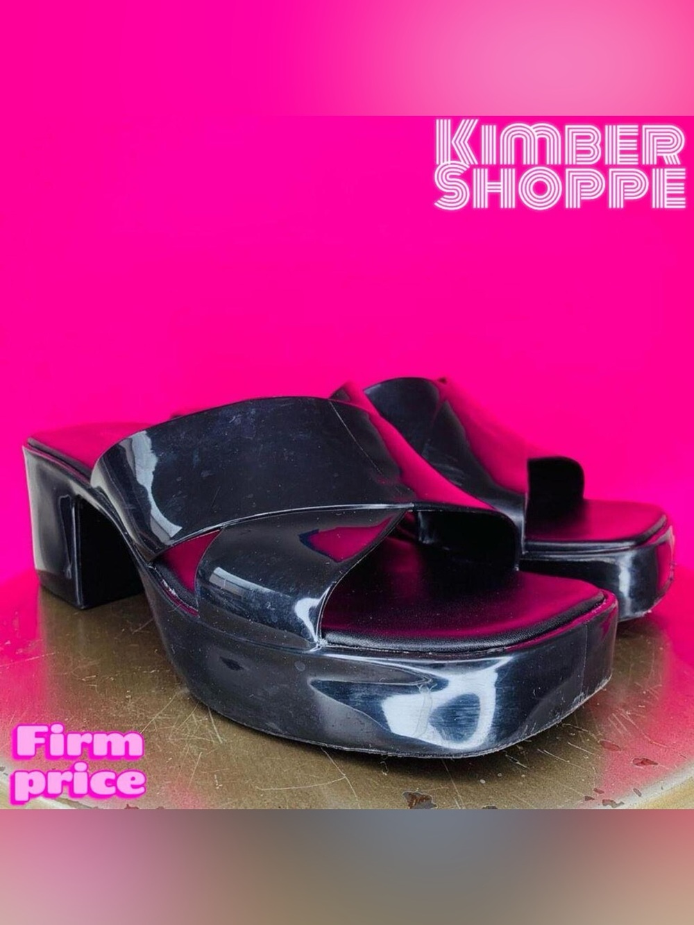 Jeffrey Campbell Bubblegum Black Jelly Rubber Platform Sandal US 7 UK 4.5
